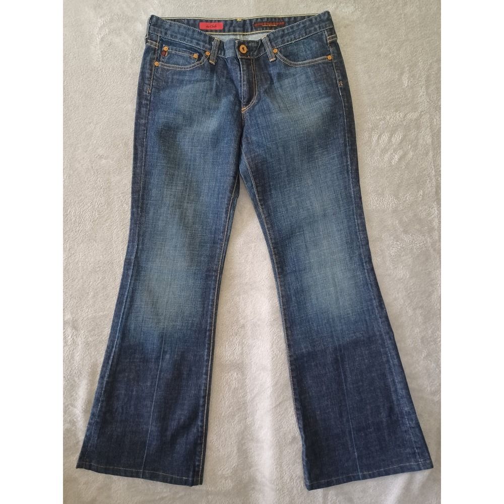 Low Rise Flare Bootcut Jeans Dark Wash Vtg Y2K Sz 30 Club AG Adriano Goldschmied - Picture 13 of 13